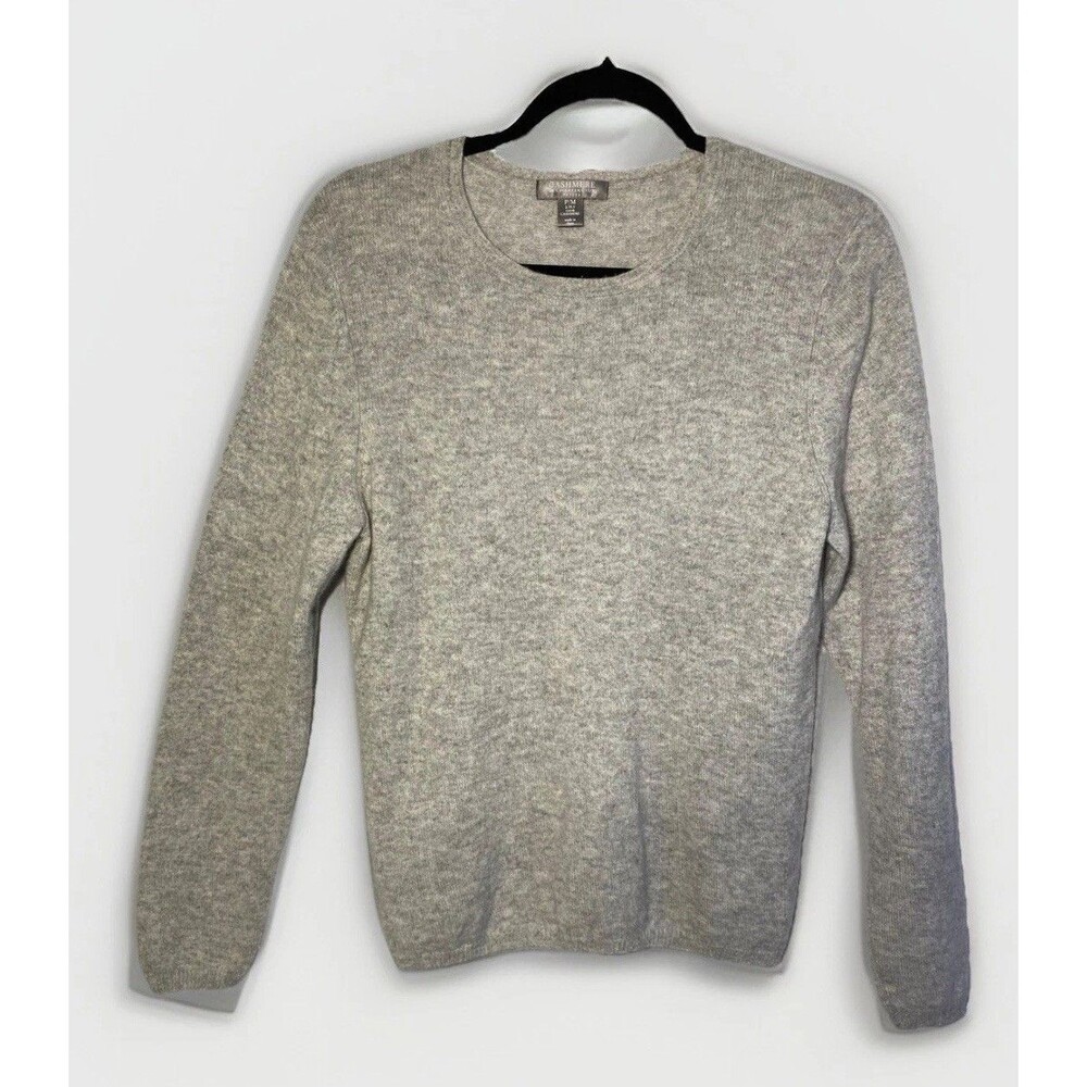 Charter Club 100% 2-ply Cashmere Gray Sweater Women’s Size Medium Petite